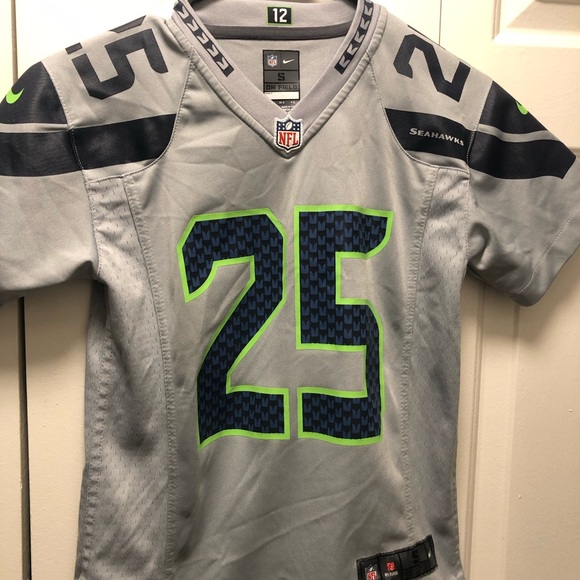 Nike On Field NFL Seattle Seahawks #25 Sherman Women's Gray Football Jersey Sz S - Picture 6 of 12